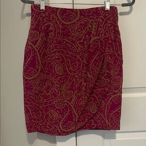 Ann Taylor Pink and Brown Paisley Pencil Skirt